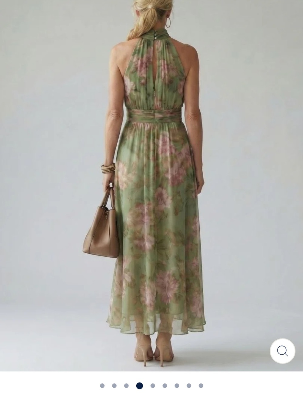 Floral Halter Maxi Dress in Sage Green